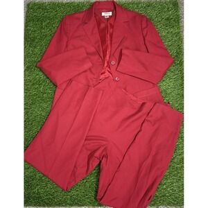 Talbots Petites Suit Women‎ Size 6  Red 2 Piece Button Blazer Holiday Career